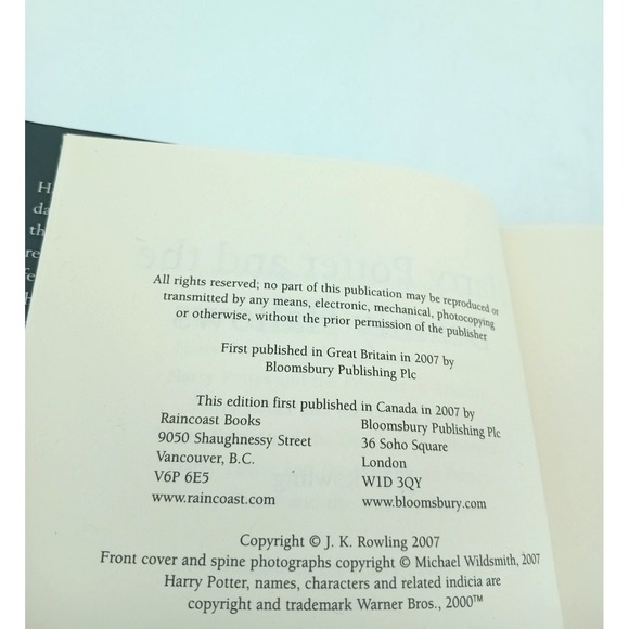 Harry Potter and the Deadly Hallows  2007 Hardcover book - Picture 7 of 7